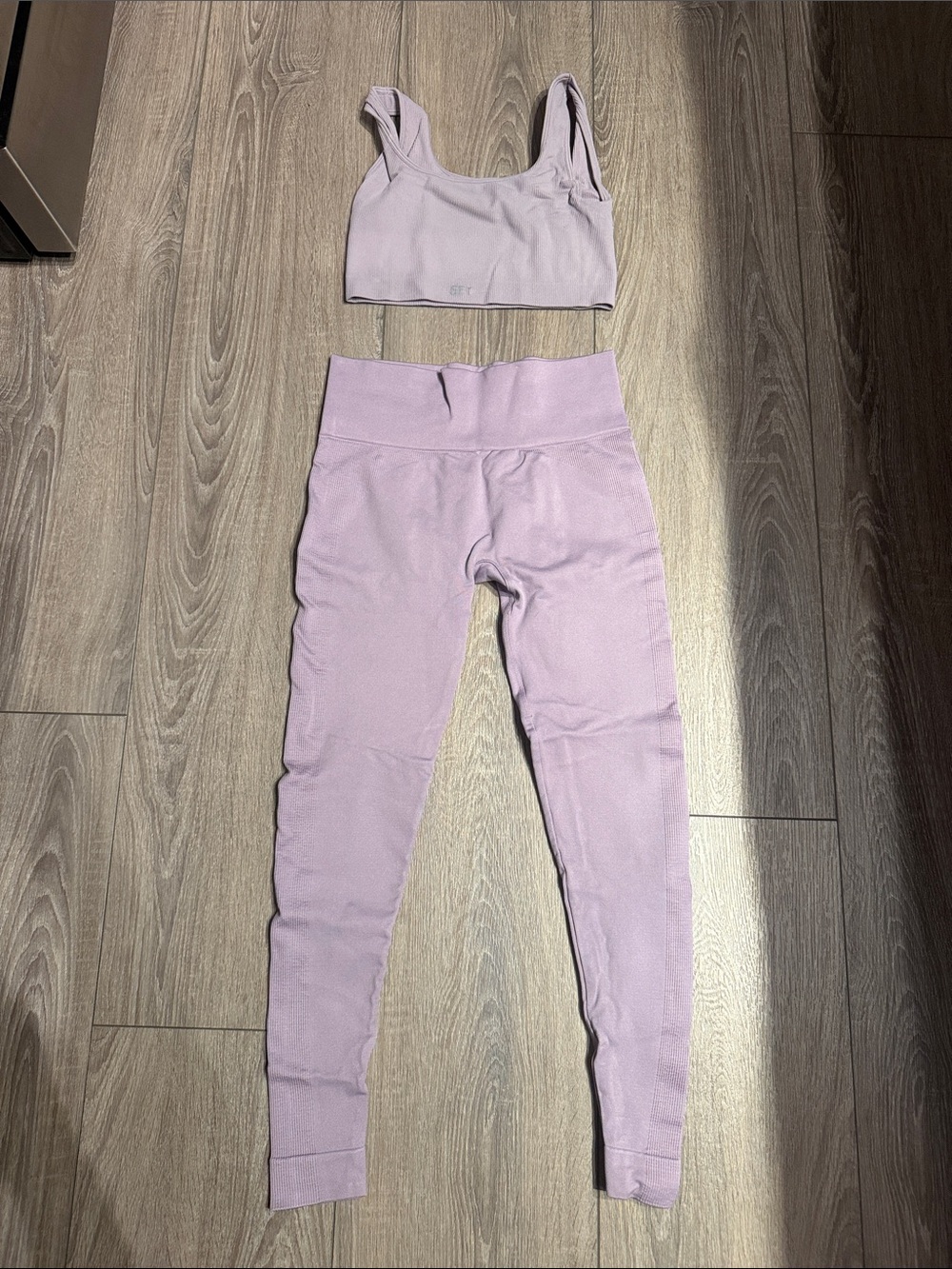 SET Active Ribbed 2-Piece Workout Set Lavender Leggings + Bra M